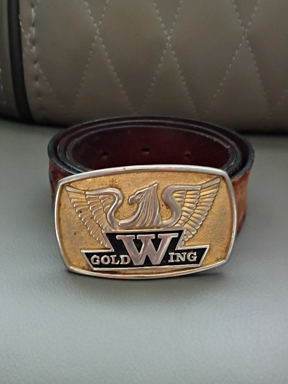 Vintage Gold Wing Leather Belt